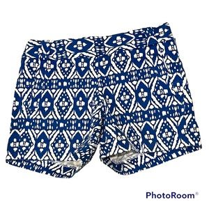 J. Crew Ikat Blue and White Cotton Stretch-Fit Shorts
